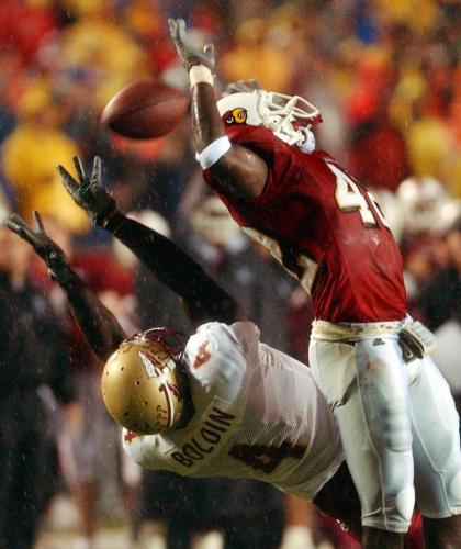 LOUISVILLE RONNIE GALLISHAW TIPS FOOTBALL FROM FLORIDAS ANQUAN BOLDIN